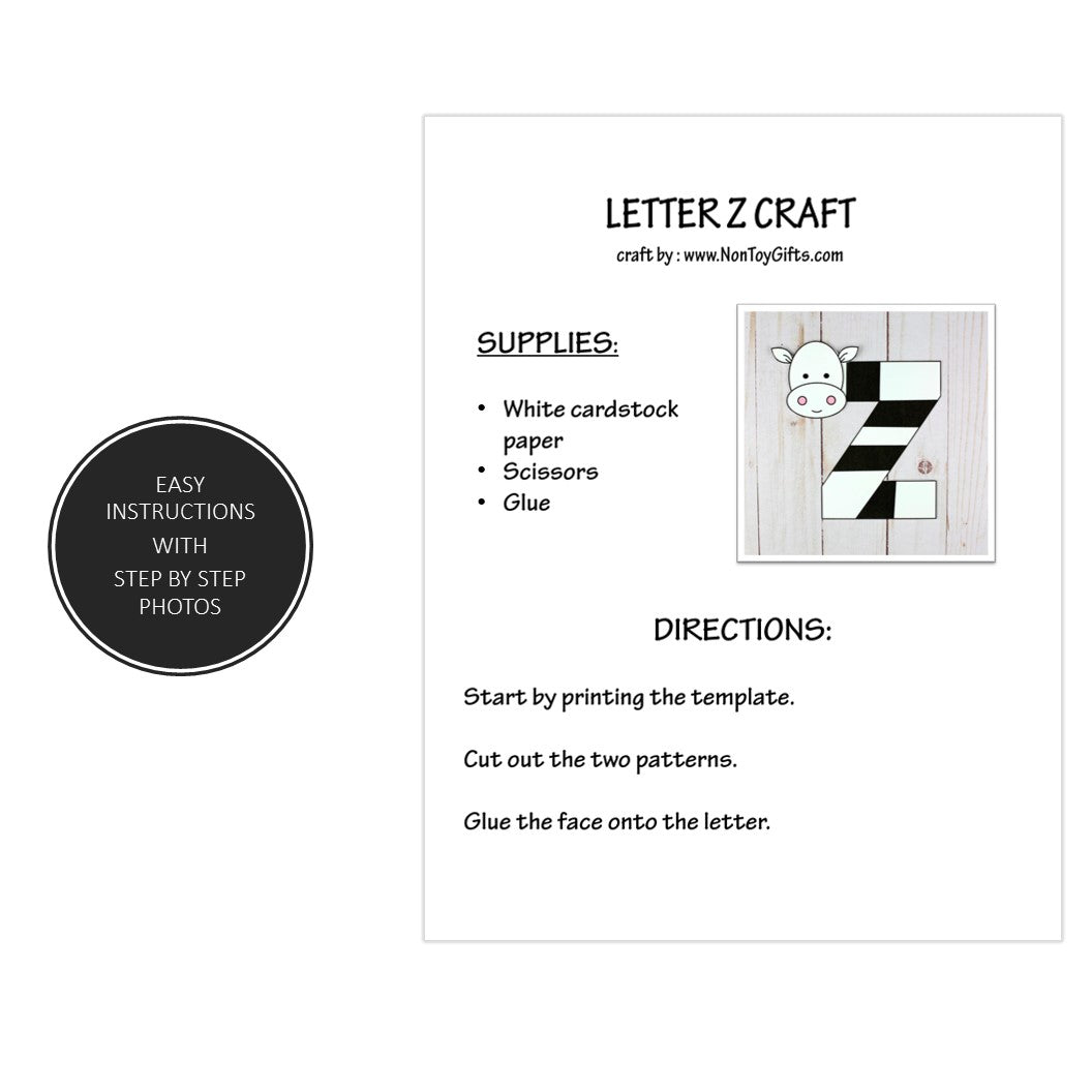 Letter Z Craft - Z is for Zebra - Uppercase Letter Z