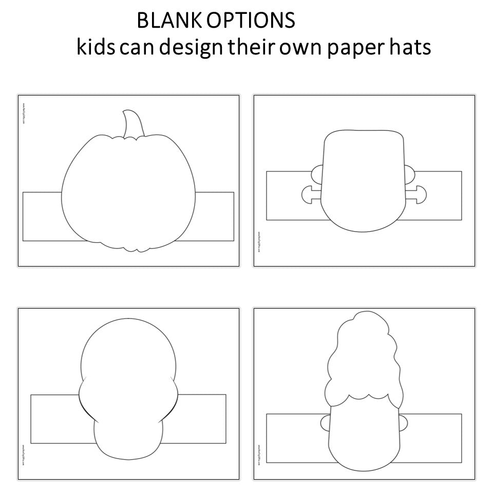 12 Halloween Coloring Paper Hats