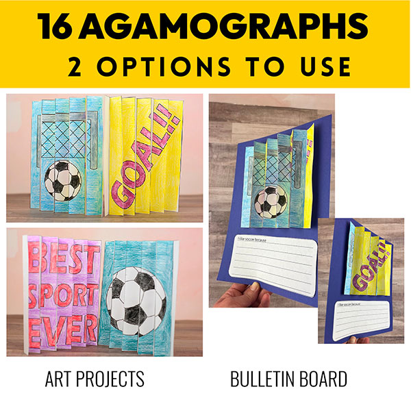 Soccer agamograph craft printable for kids easy World Cup activity with coloring cutting and folding