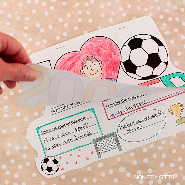 Printable soccer activity for kids with writing prompts and craft template, great for soccer fans and World Cup season