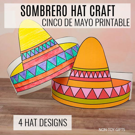 Sombrero hat craft printable for classroom Cinco de Mayo party