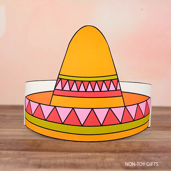 4 Sombrero Paper Hats Craft Printable for Kids Cinco de Mayo Headban