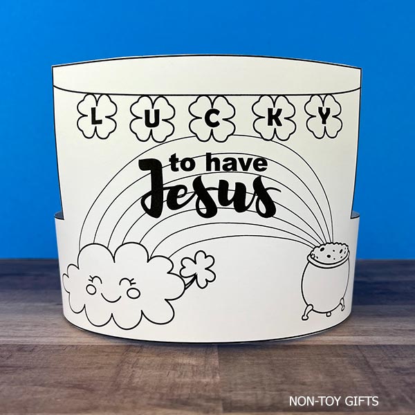 St Patrick’s Day Christian paper hat printable for kids Bible craft activity for homeschool and Sunday School classrooms