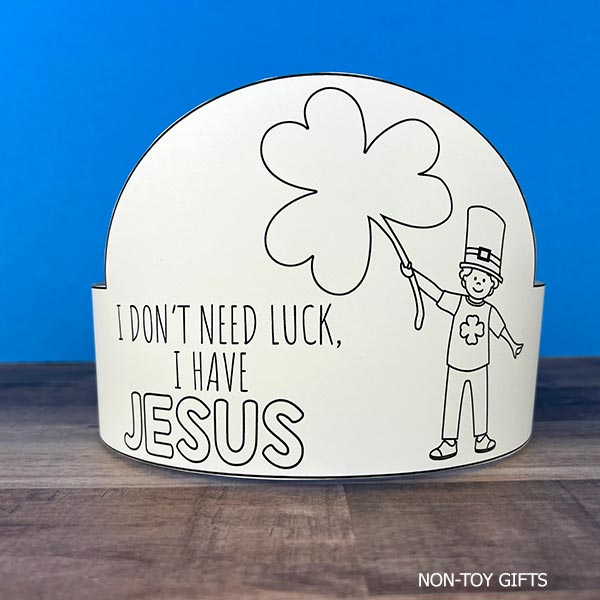 St Patrick’s Day religious craft printable for kids Christian paper hats for March classroom bulletin board display