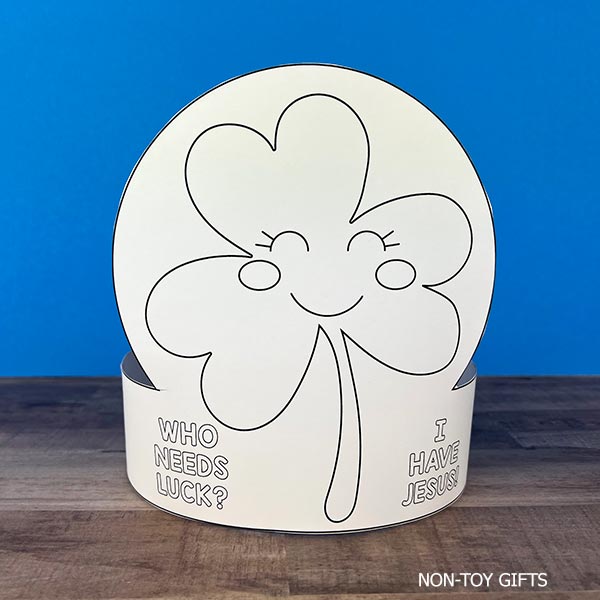 Christian St Patrick’s Day classroom craft printable paper hats with Bible messages for March faith-based activities