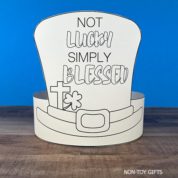 Not Lucky Just Blesses Hat Printable: St Patrick’s Day Bible craft printable paper crowns for kids Christian classroom or Catholic school celebration