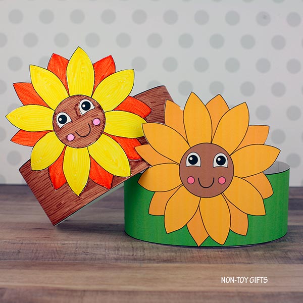 Sunflower Paper Hat - Fall Coloring Crown - Flower Headband – Non-Toy Gifts