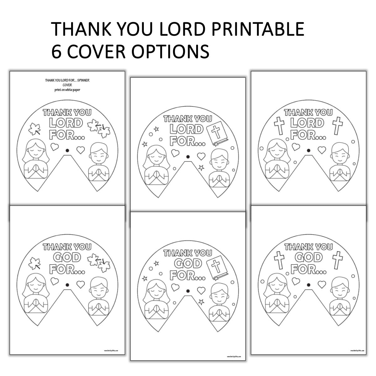 Thank you Lord craft spinner printable with 6 cover designs to sue for Lent, Easter and Thanksgiving. Kids praying