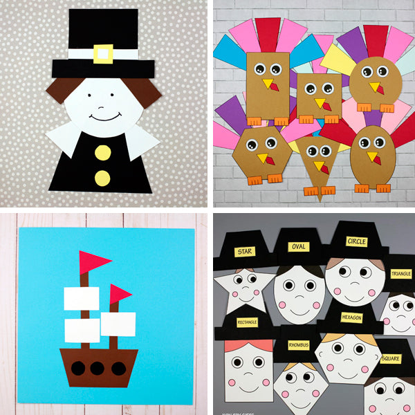 4 Thanksgiving Shape Crafts