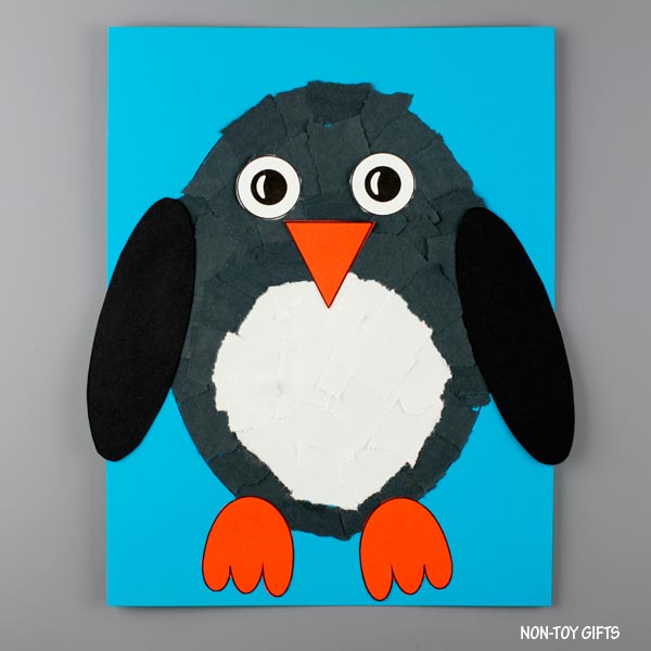 Penguin Craft - Torn Paper Winter Craft
