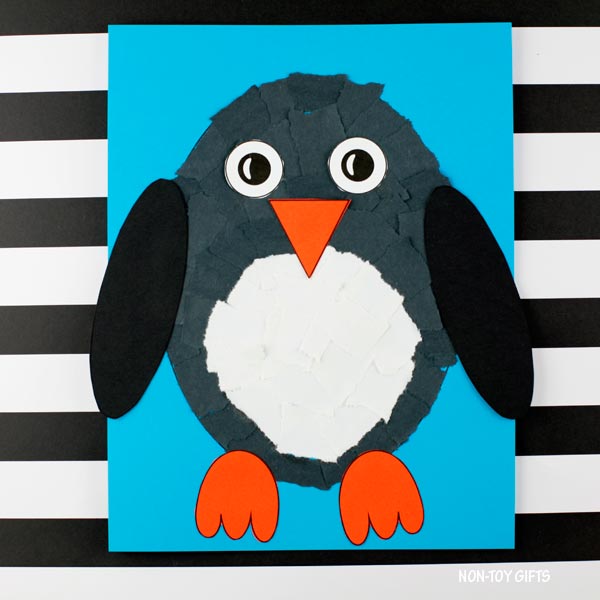 Penguin Craft - Torn Paper Winter Craft