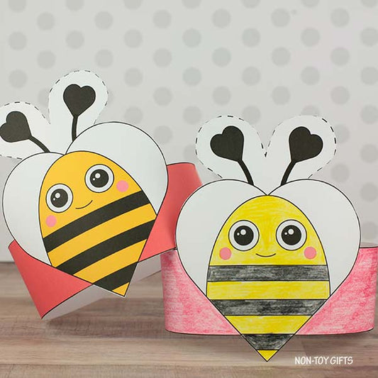 Valentine Bee Paper Hat for Kids
