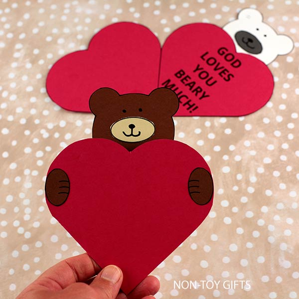 God loves you beary much heart cards