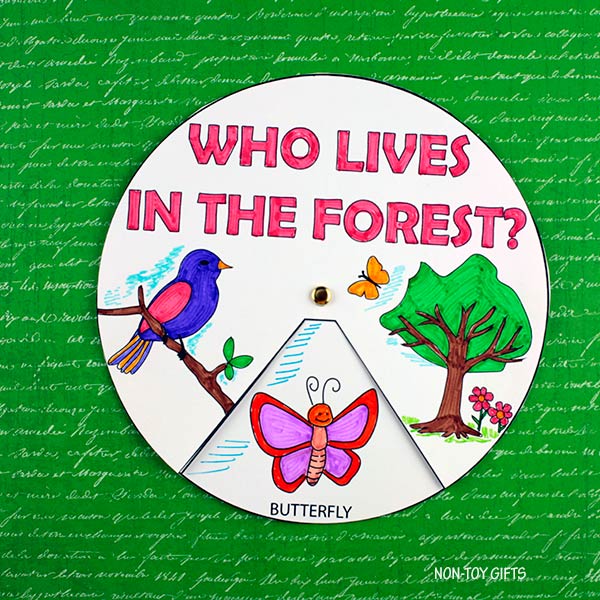 Who Lives in the Forest? - Coloring Animal Spinner Craft