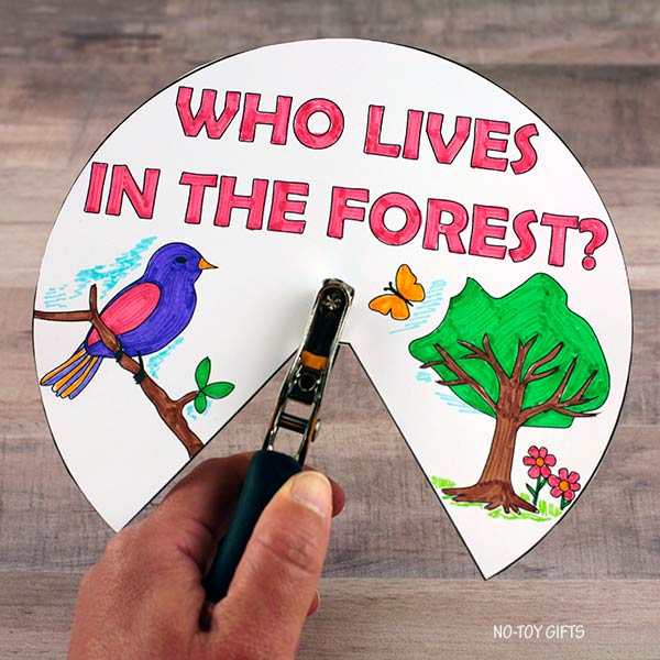 Who Lives in the Forest? - Coloring Animal Spinner Craft