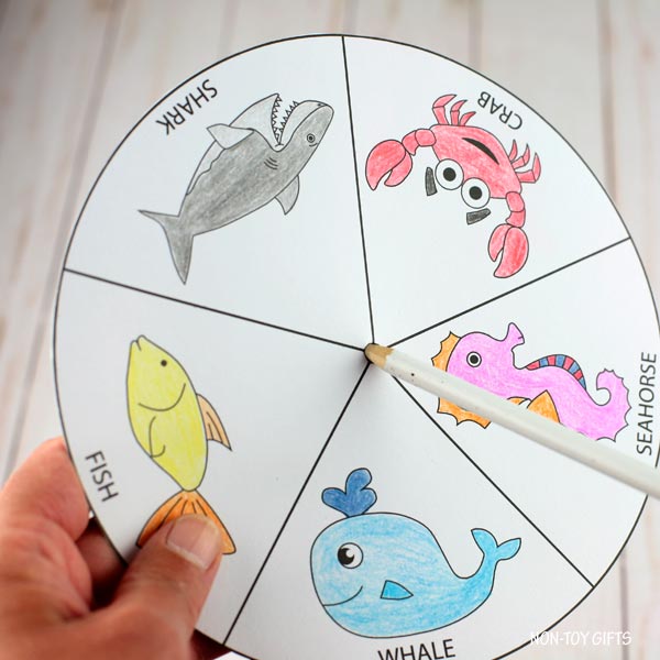 Who Lives in the Ocean? - Coloring Spinner Craft