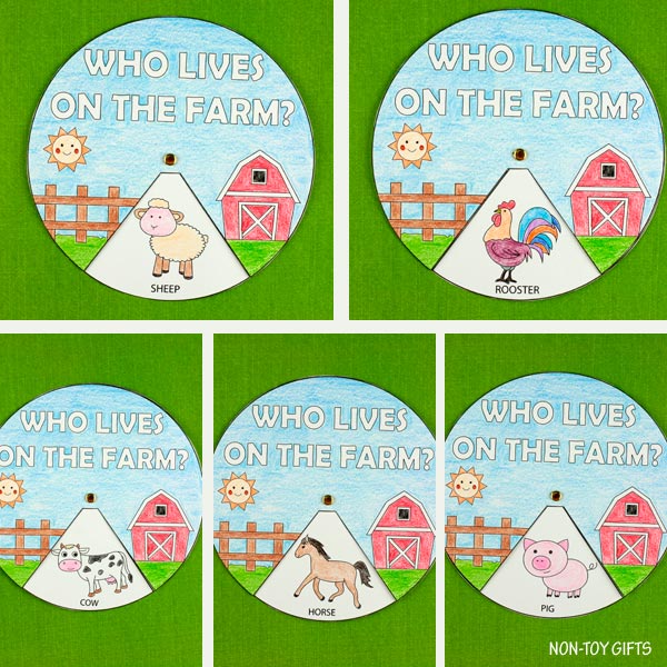 Who Lives on the Farm? - Coloring Spinner Craft