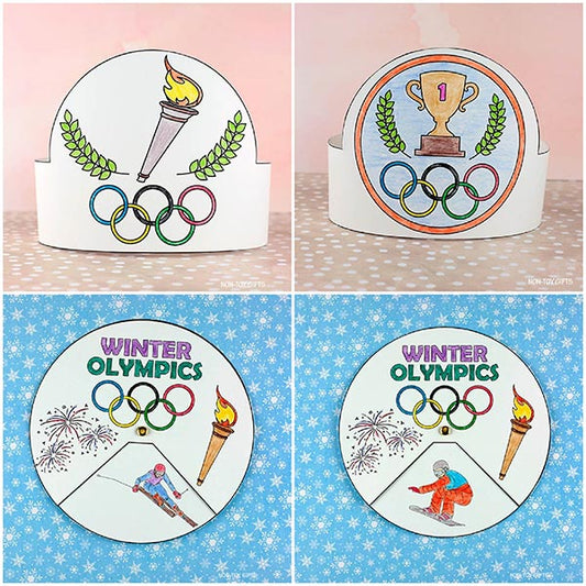 2026 Winter Olympics crafts for kids printable bundle with Olympic paper hat and winter sports coloring activities