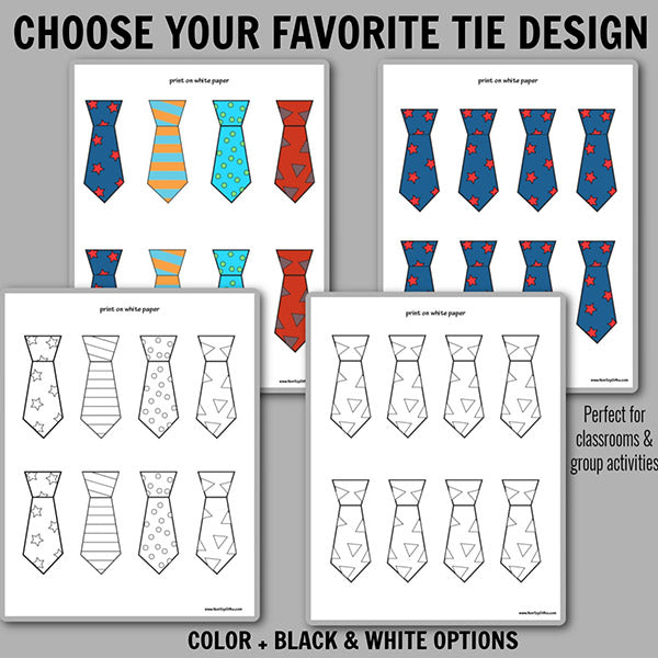 Father’s Day gift kids can make printable card craft with coloring tie options and writing prompts