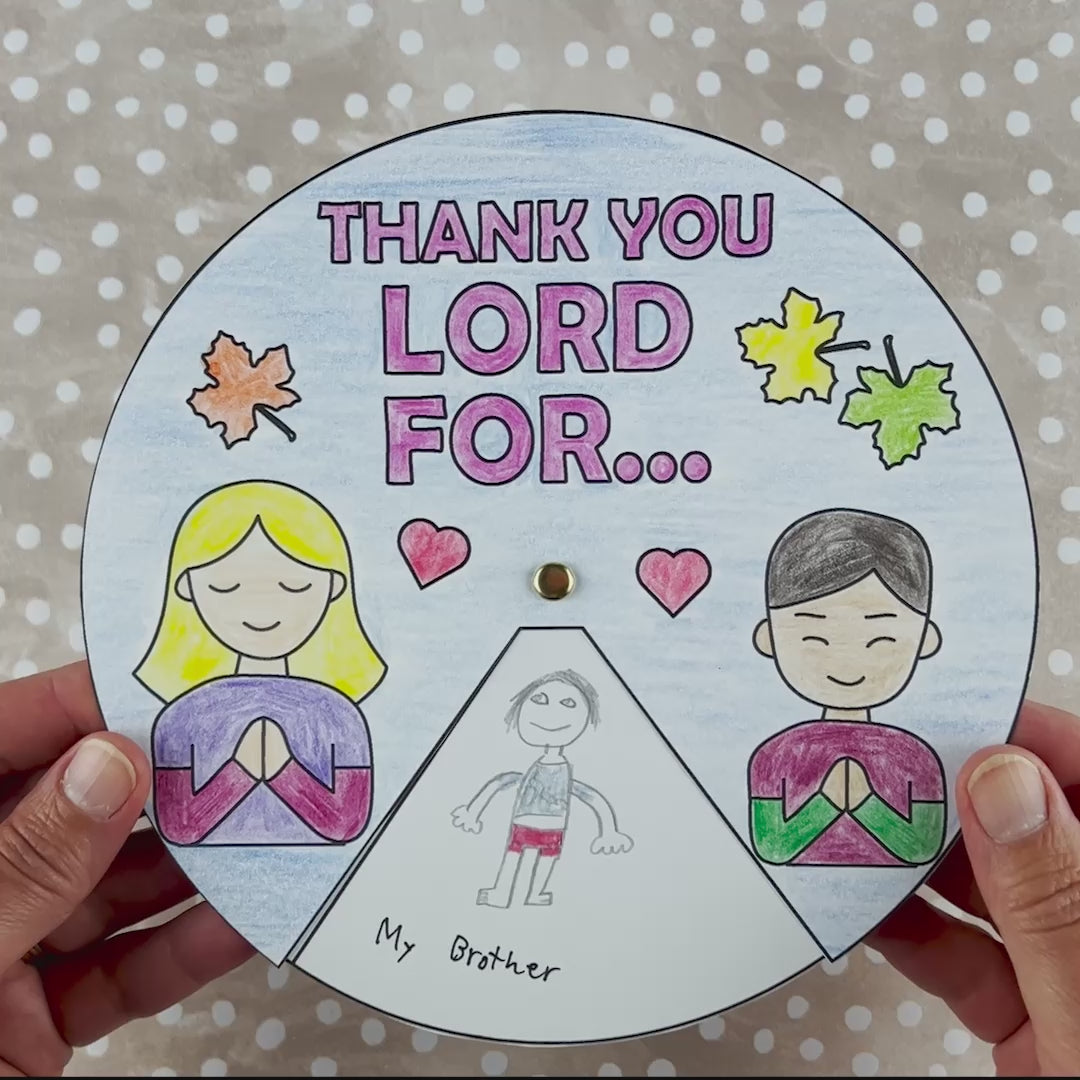 Thank you Lord spinner craft printable for kids to use for Thanksgiving Sunday School