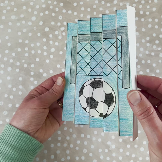 Soccer craft for kids printable flip art template showing goal design fun sports activity for children