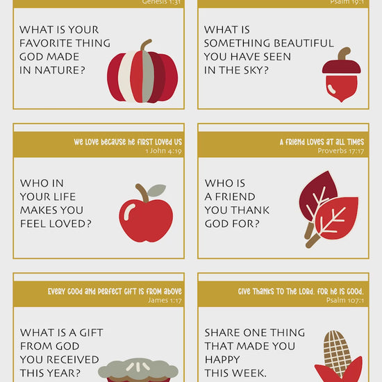 Bible Thanksgiving conversation starters, printable cards to spark meaningful discussions on gratitude and faith at holiday gatherings.