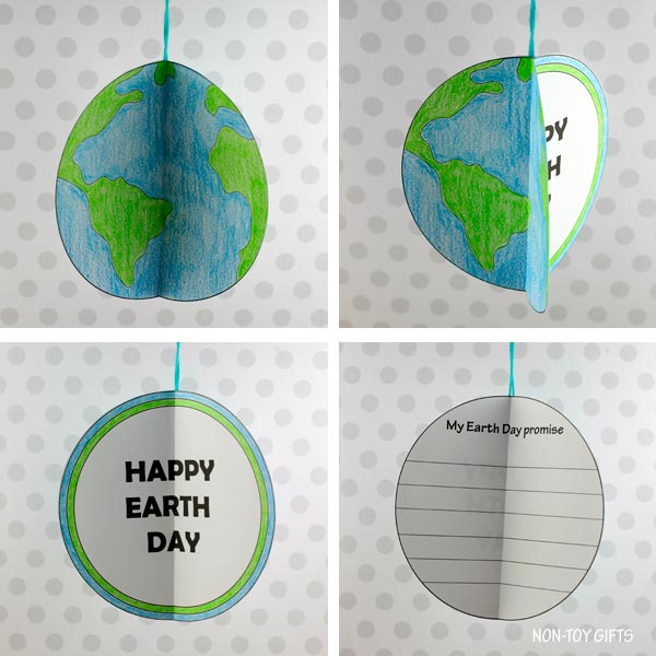 3D Earth Day Decoration and Coloring / Writing Craft for Kids