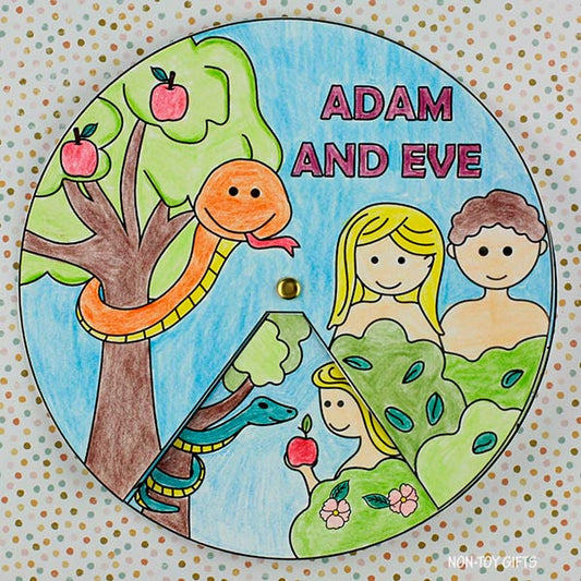 Adam and Eve Craft - Garden of Eden Sunday School Craft - Coloring Wheel Spinner