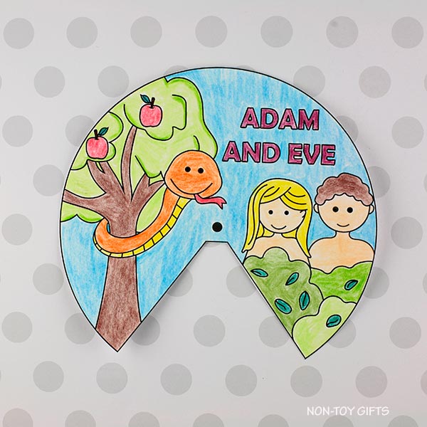 Adam and Eve Craft - Garden of Eden Sunday School Craft - Coloring Wheel Spinner