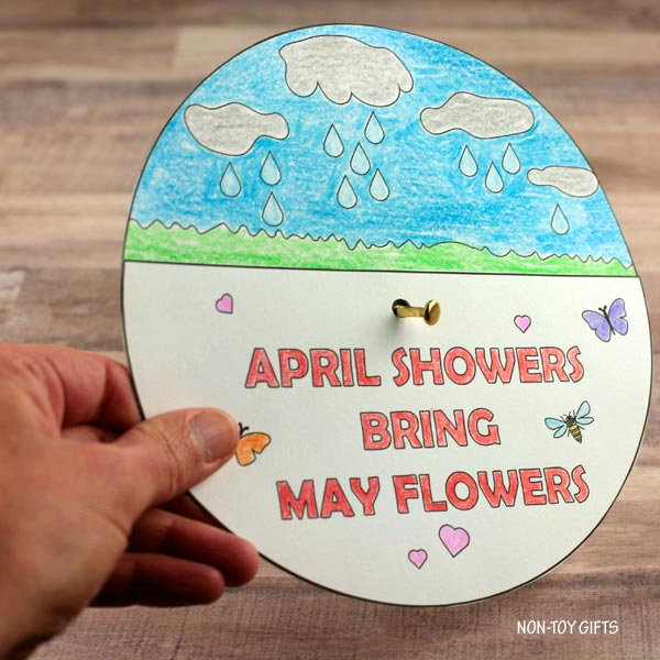 April Showers Bring May Flowers Craft - Coloring Wheel Spinner