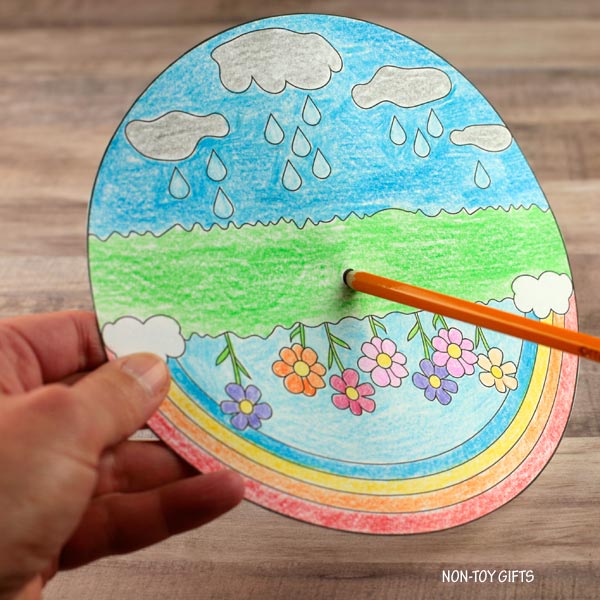 April Showers Bring May Flowers Craft - Coloring Wheel Spinner