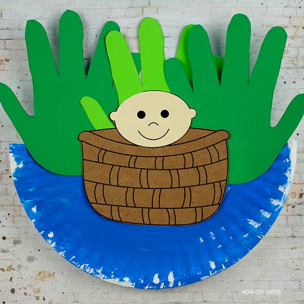 Baby Moses Craft - Bible Craft - Handprint Paper Plate Craft
