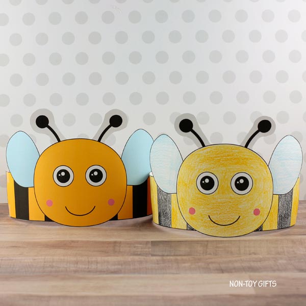 Bee Headband - Insect Paper Hat - Spring Coloring Crown Activity