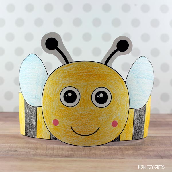 Bee Headband - Insect Paper Hat - Spring Coloring Crown Activity