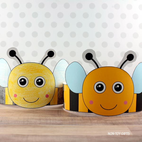 Bee Headband - Insect Paper Hat - Spring Coloring Crown Activity