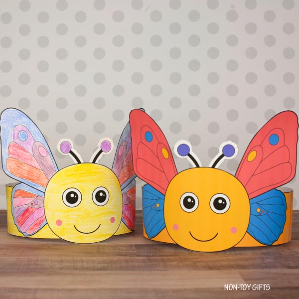 Butterfly Headband - Insect Paper Hat - Spring Coloring Crown Activity