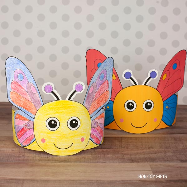 Butterfly Headband - Insect Paper Hat - Spring Coloring Crown Activity