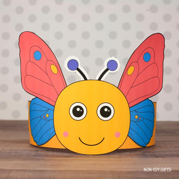 Butterfly Headband - Insect Paper Hat - Spring Coloring Crown Activity