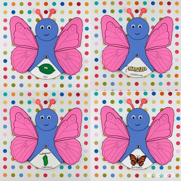 Spring Life Cycle 4-Craft Bundle: Bee, Butterfly, Frog and Bird Spinners