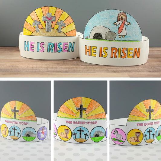 3 Religious Easter Headbands - He Is Risen And The Easter Story - Coloring Crafts