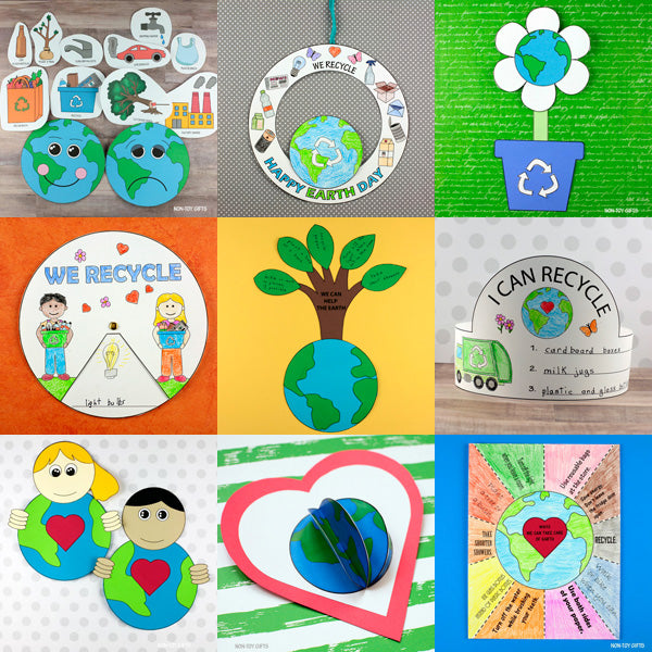 Earth Day Spinner Craft - We Recycle Coloring Craft for Kids
