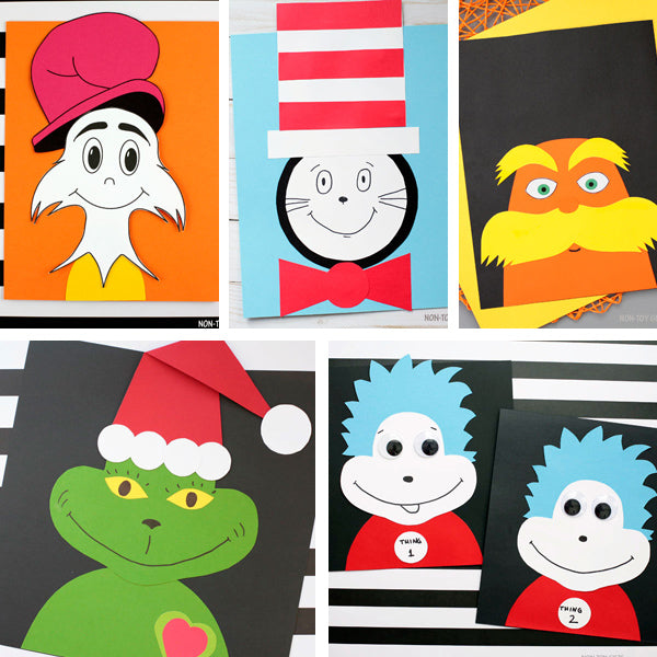 Dr. Seuss 5-Craft Bundle: Cat in the Hat, Thing 1 & Thing 2, Grinch, The Lorax and Sam I Am