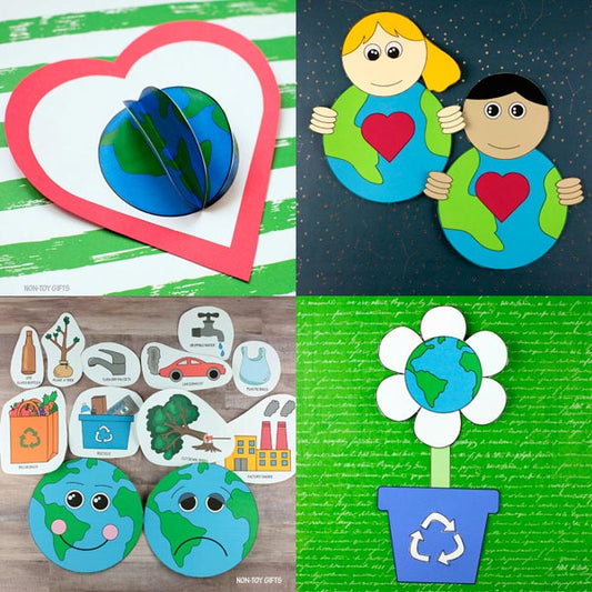 Earth Day 4 Crafts: Heart Earth, Flower Earth, Happy Earth Sad Earth