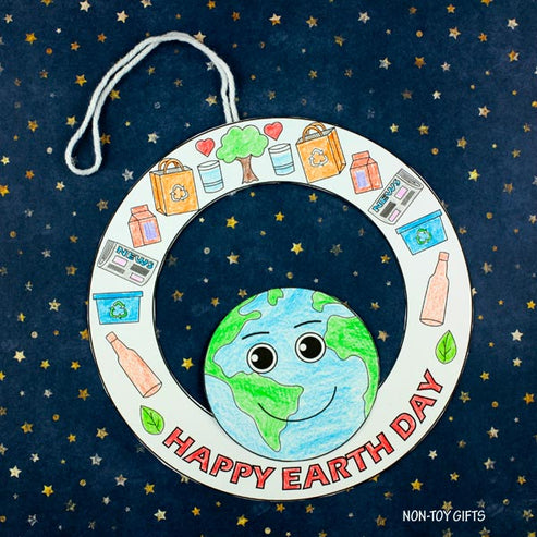 Earth Day Wreath - Coloring Craft for Kids – Non-Toy Gifts