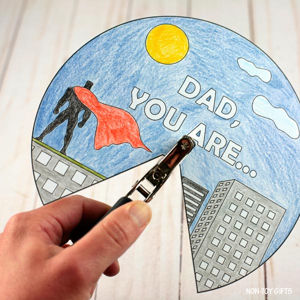 Father's Day Superhero Craft - Spinner Coloring Craft for Dad
