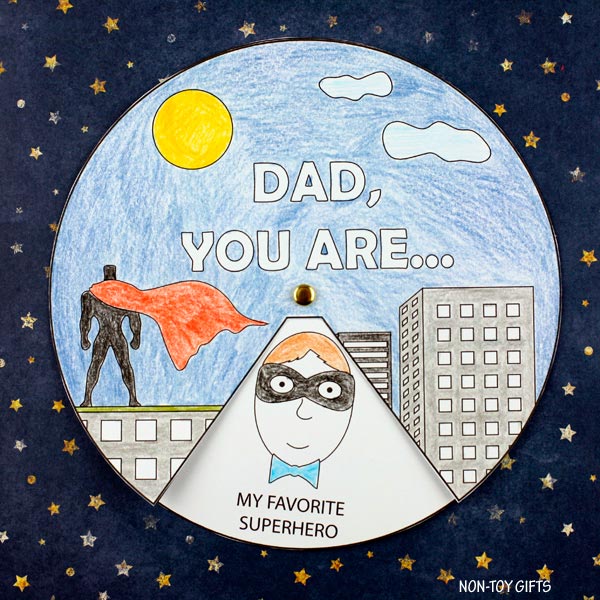 Father's Day Superhero Craft - Spinner Coloring Craft for Dad