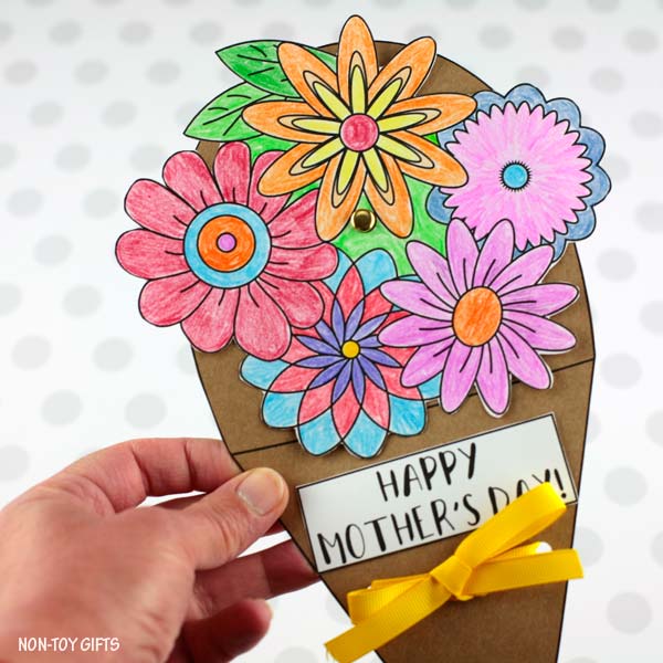 Mother's Day Flower Bouquet Spinner Coloring Craft