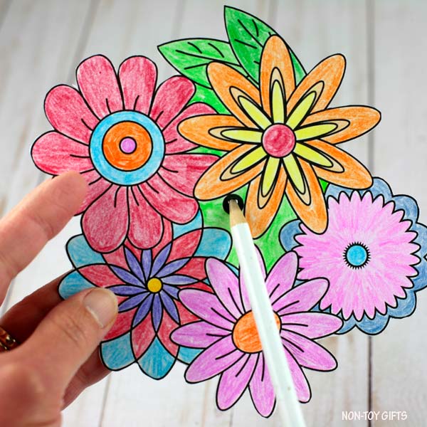 Mother's Day Flower Bouquet Spinner Coloring Craft