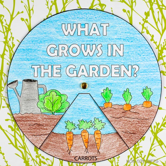 Garden Craft: What Grows in the Garden? Coloring Spinner Craft