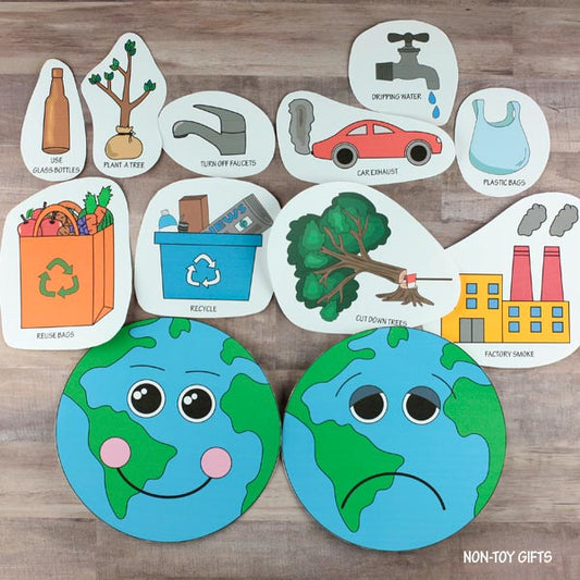 Happy Earth Sad Earth Sorting Activity - Earth Day Craft